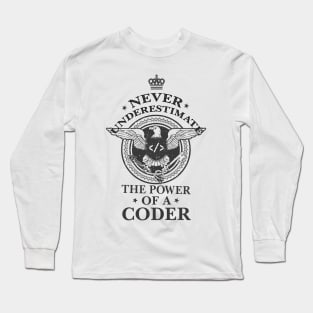 Never Underestimate the power of a Coder! Long Sleeve T-Shirt